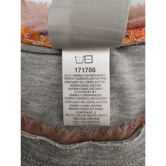 Anthropologie Dolan Shirt Womens Medium Gray Pink Raw Edge Knit Tee Made USA - Picture 5 of 10
